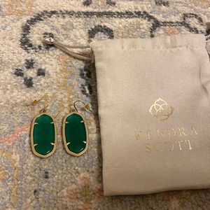 Kendra Scott Elle Gold Drop Earrings - Emerald Green